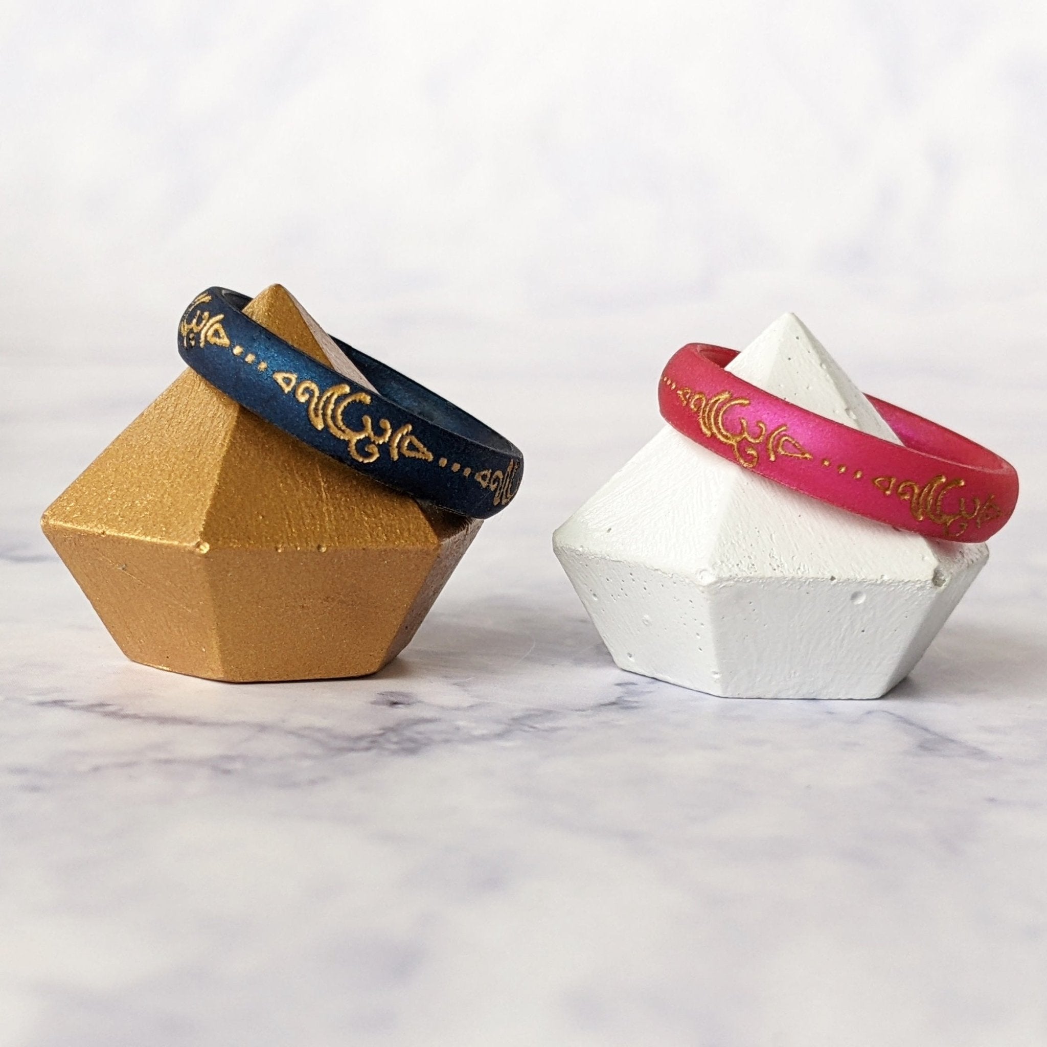 Sanskrit Breathe Om Silicone Ring - Arc 4mm or 6mm Band - Custom Engraved - Knot Theory