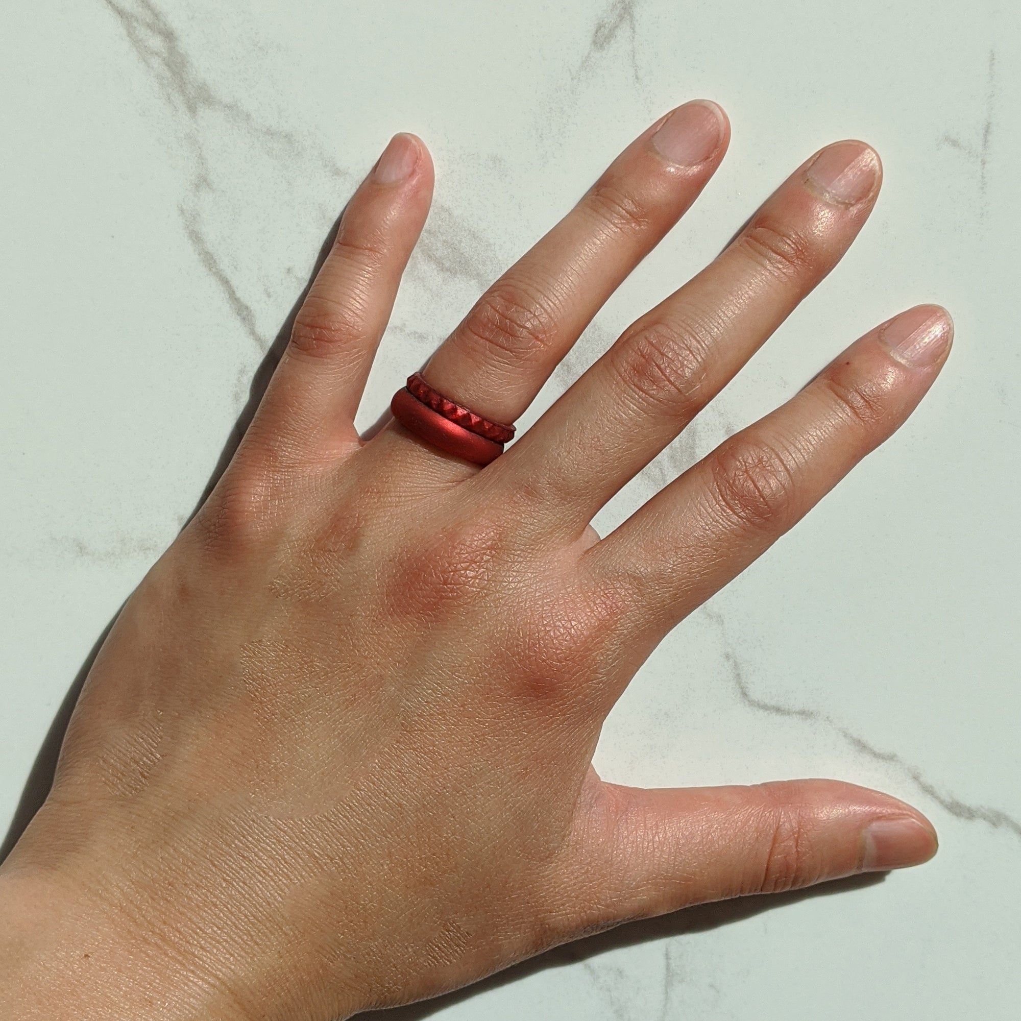 Satin Chrome Red Breathable Silicone Ring for Men and Women - Knot Theory