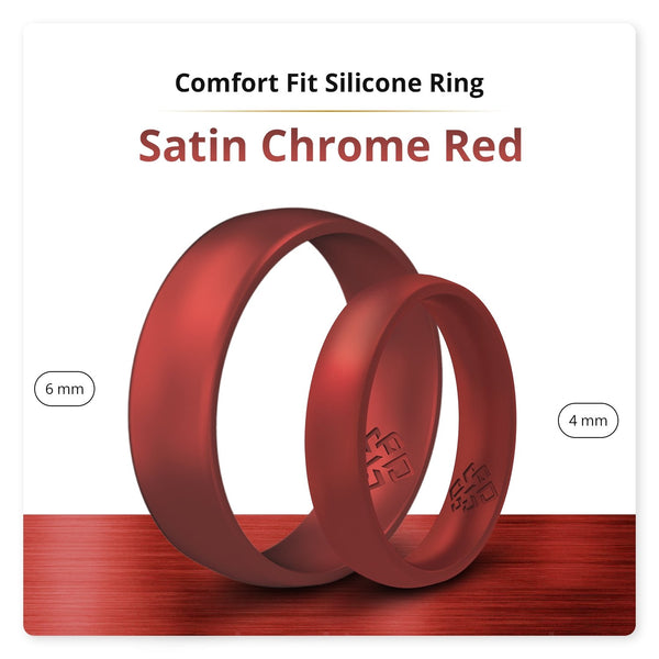 Satin Chrome Red Breathable Silicone Ring