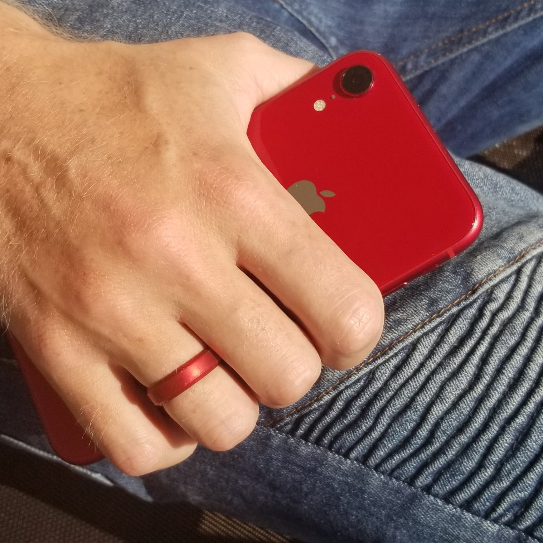 Satin Red Bevel Edge Breathable Silicone Ring for Men and Women - Knot Theory