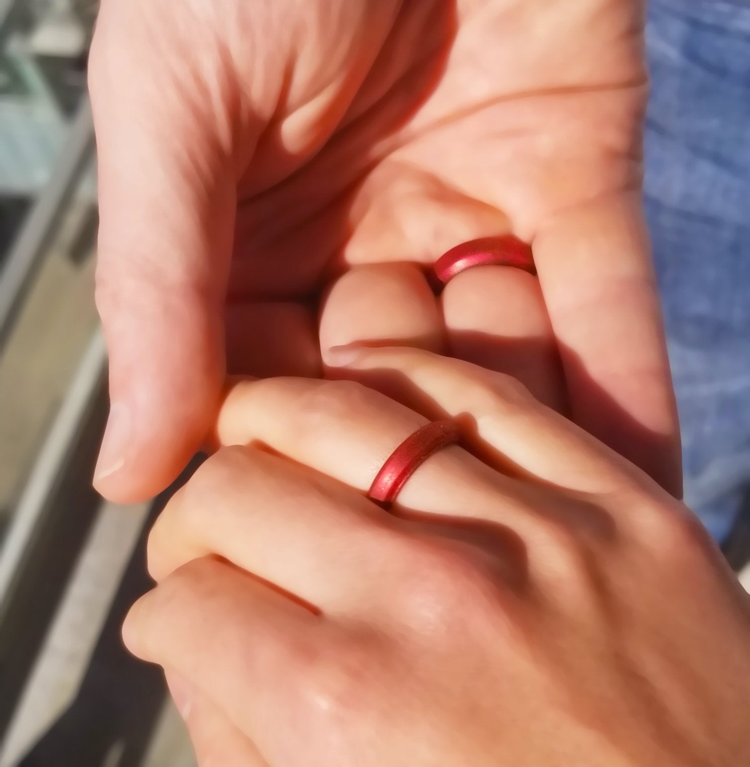 Satin Red Bevel Edge Breathable Silicone Ring for Men and Women - Knot Theory