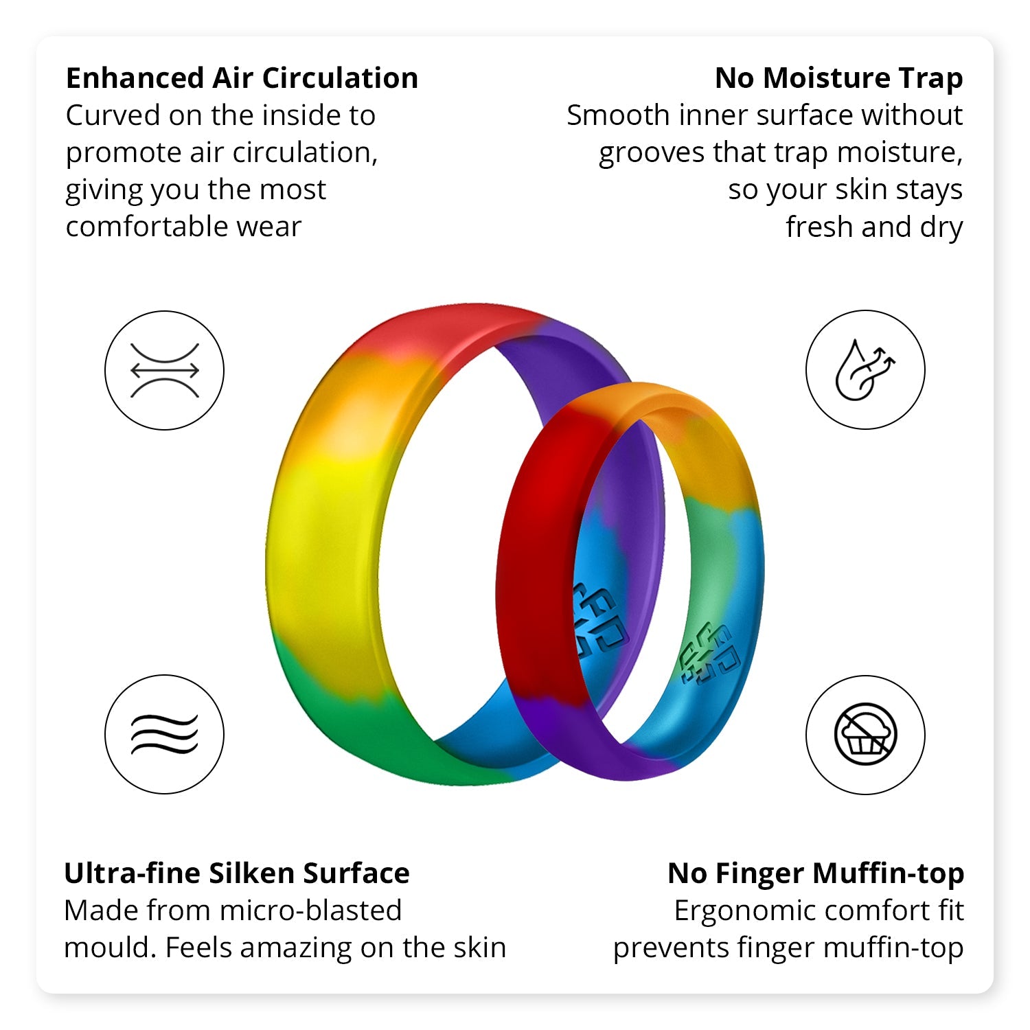 Shiny Rainbow Breathable Silicone Ring - Knot Theory