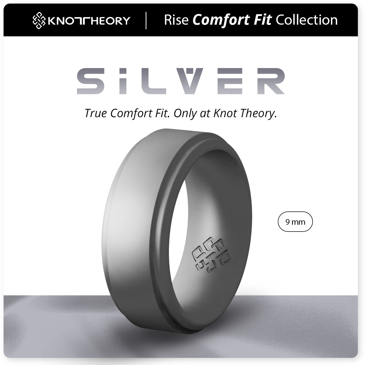 Silver Step Edge Breathable Silicone Ring for Men - Knot Theory