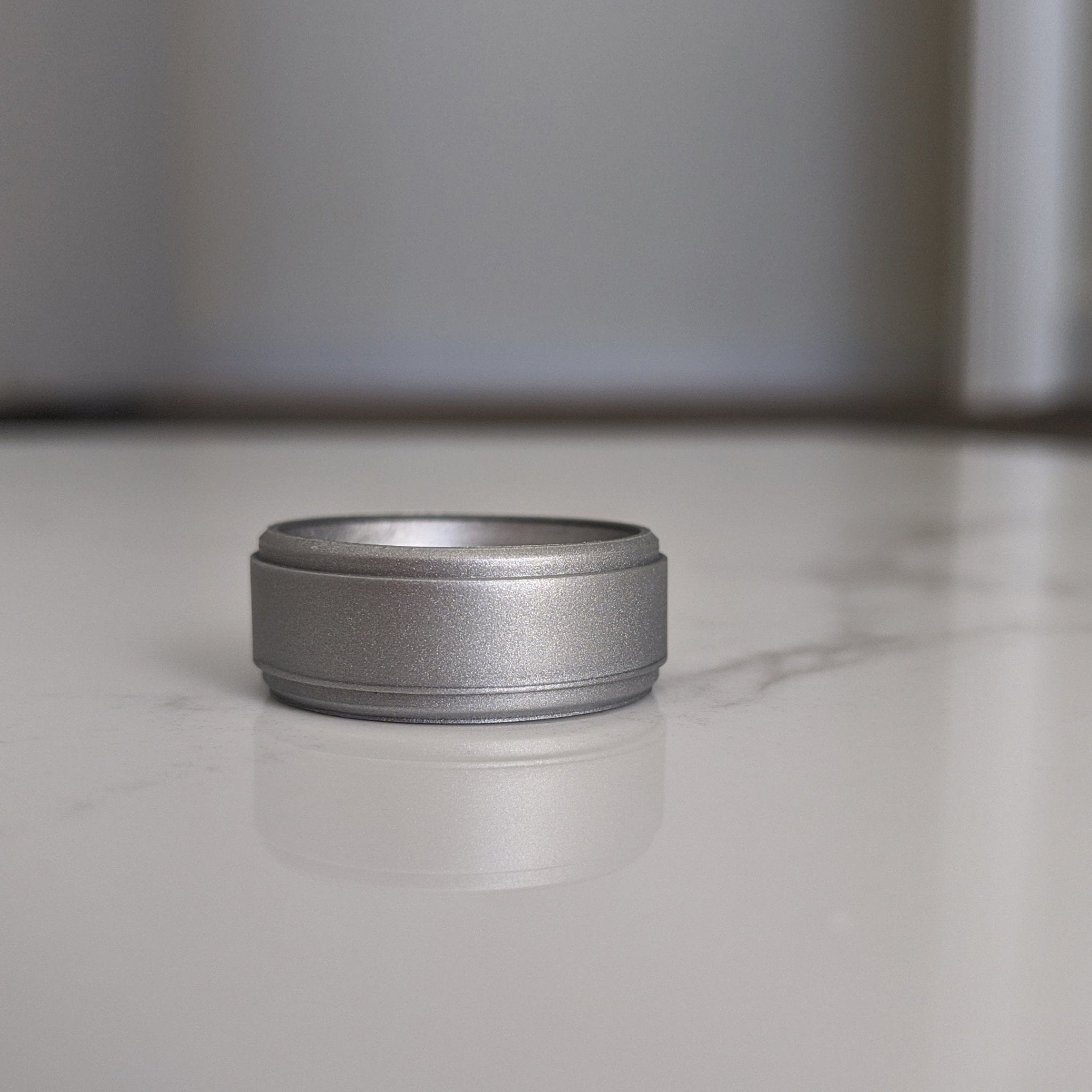 Silver Step Edge Breathable Silicone Ring for Men - Knot Theory