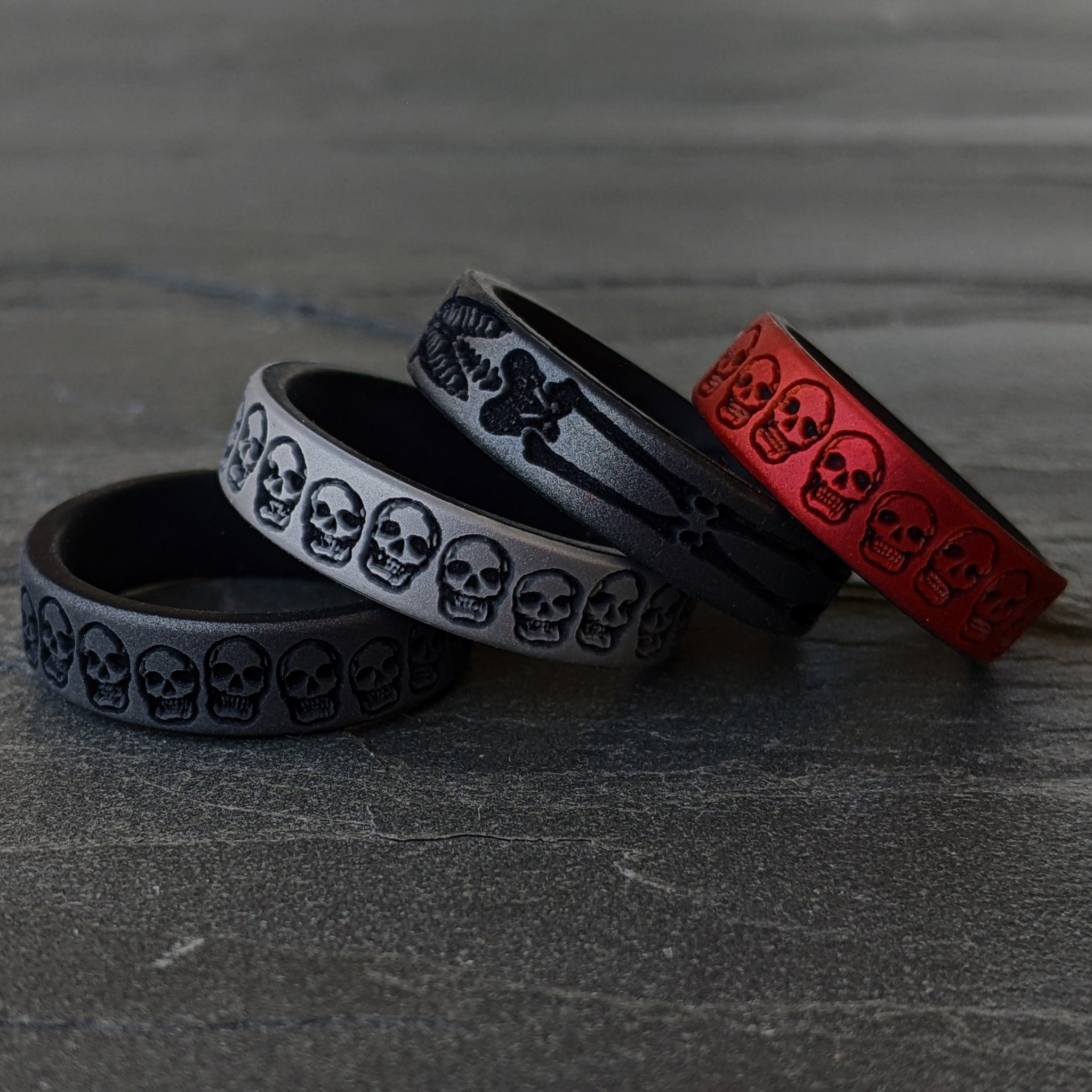 Skulls Silicone Rings - Engraved Dual Layer Band - Knot Theory