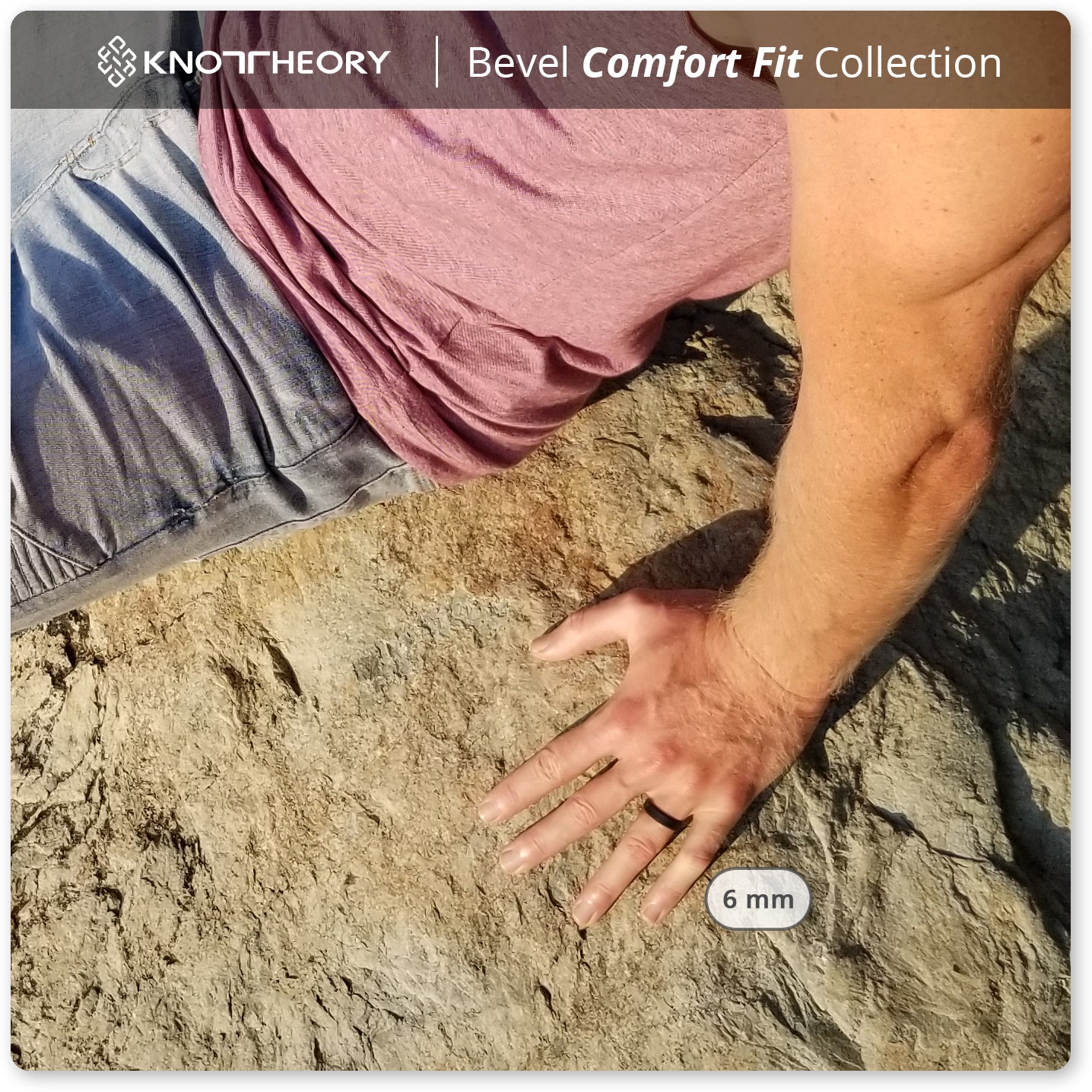 Smooth Black Bevel Edge Breathable Silicone Ring For Men and Women - Knot Theory