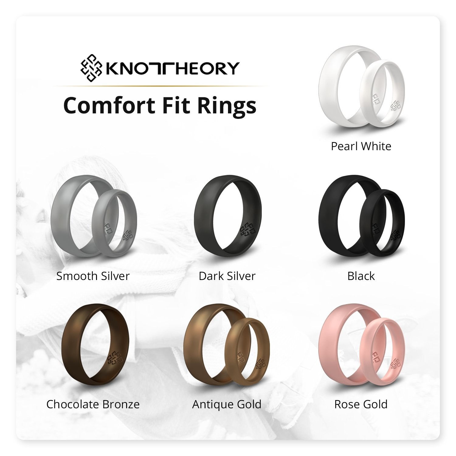 Smooth Black Breathable Silicone Ring Band for Men and Women - Knot Theory