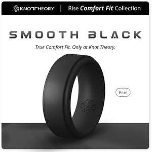 Smooth Black Step Edge Breathable Silicone Ring for Men - Knot Theory