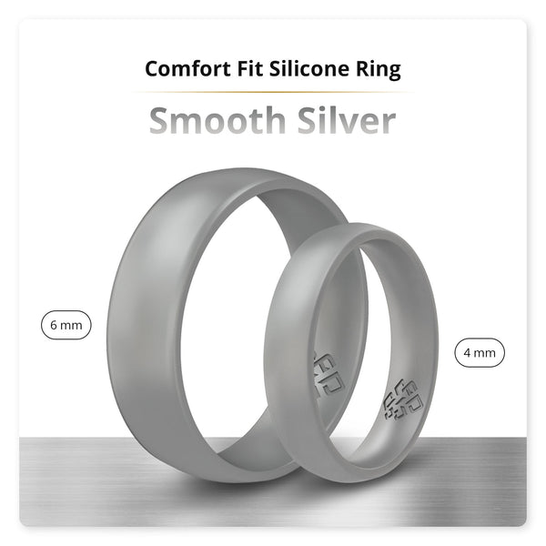 Smooth Silver Breathable Silicone Ring For Men and Women - Knot Theory