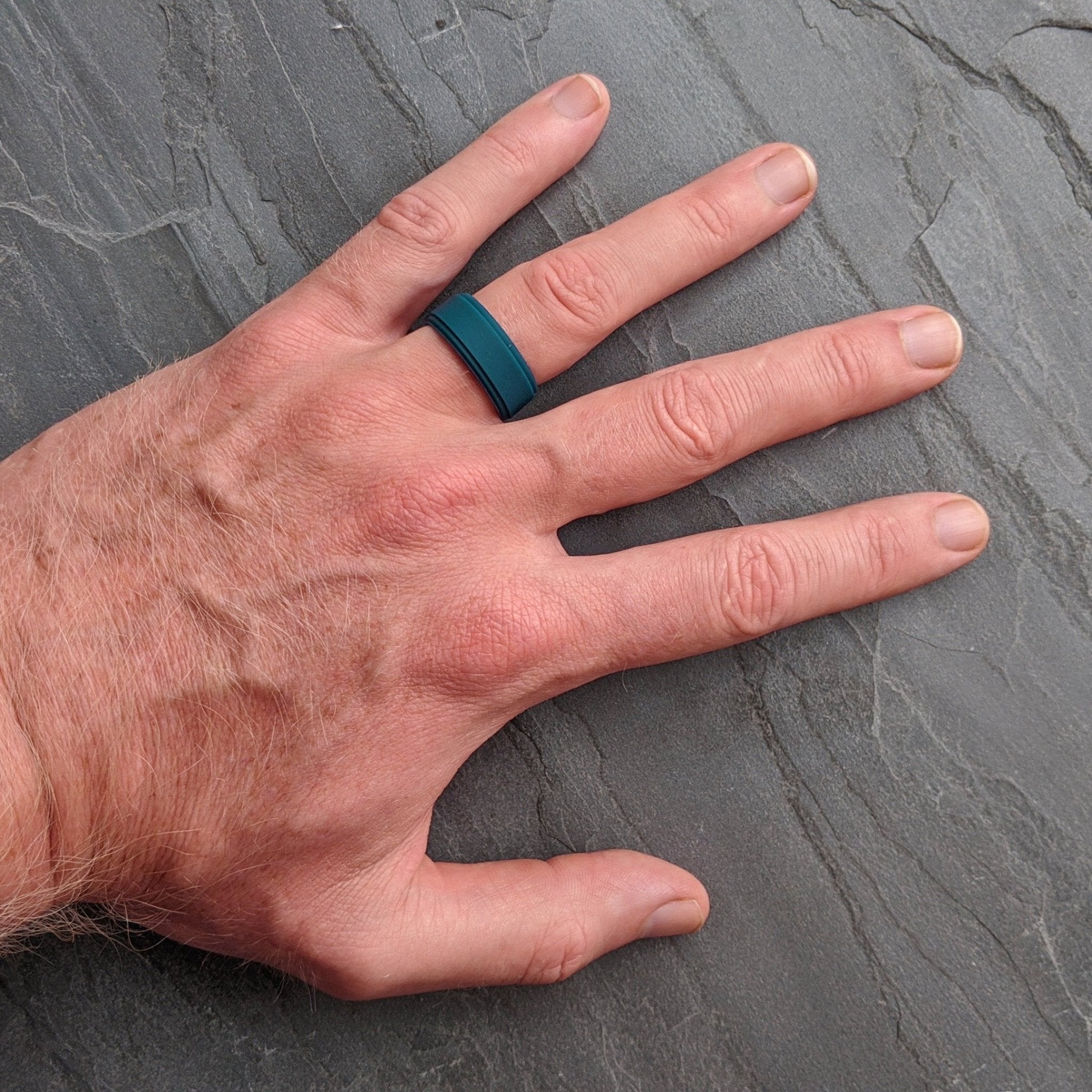 Teal Step Edge Breathable Silicone Ring for Men - Knot Theory