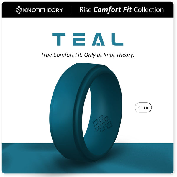 Teal Step Edge Breathable Silicone Ring for Men - Knot Theory