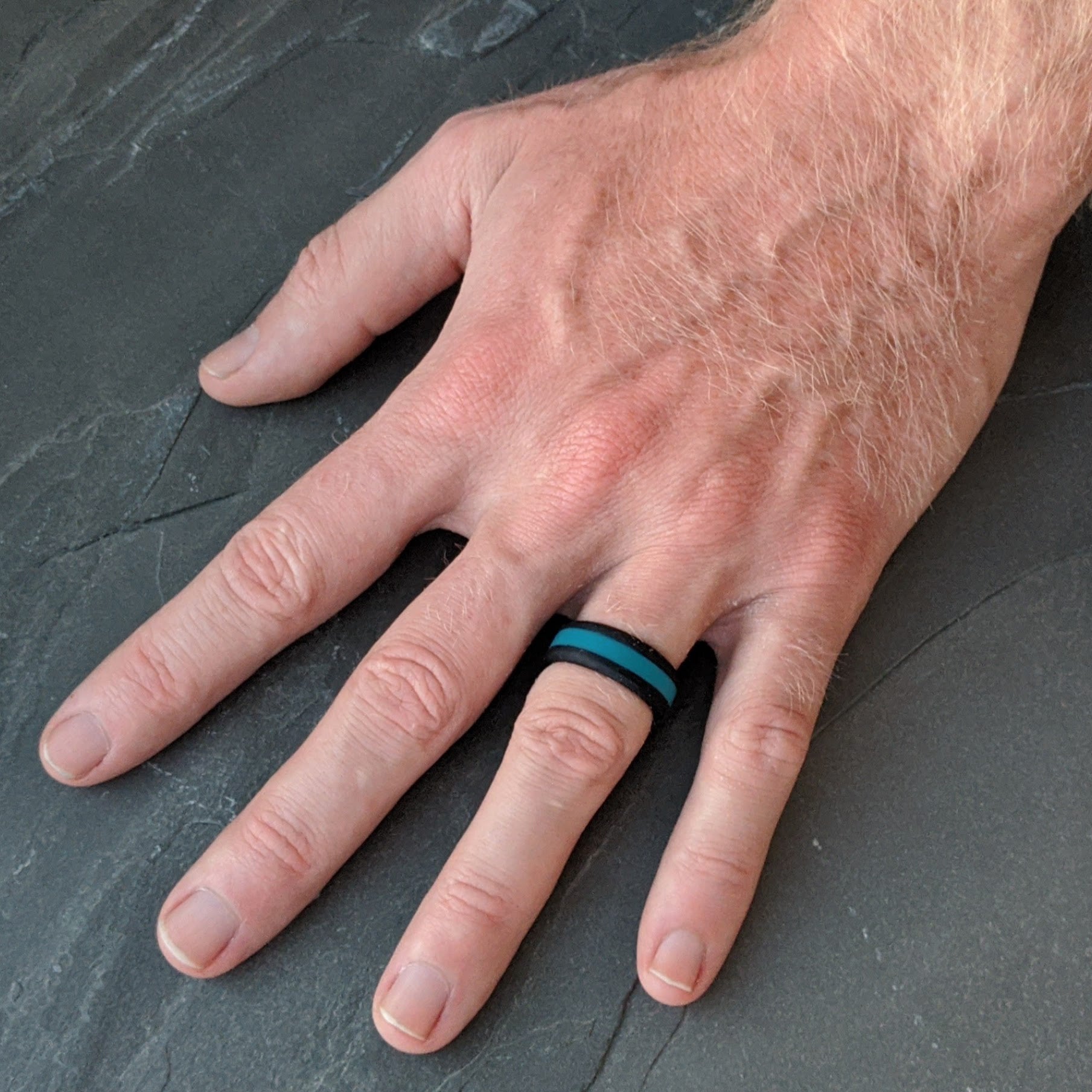 Teal Stripe Silicone Ring for Men and Women - Knot Theory