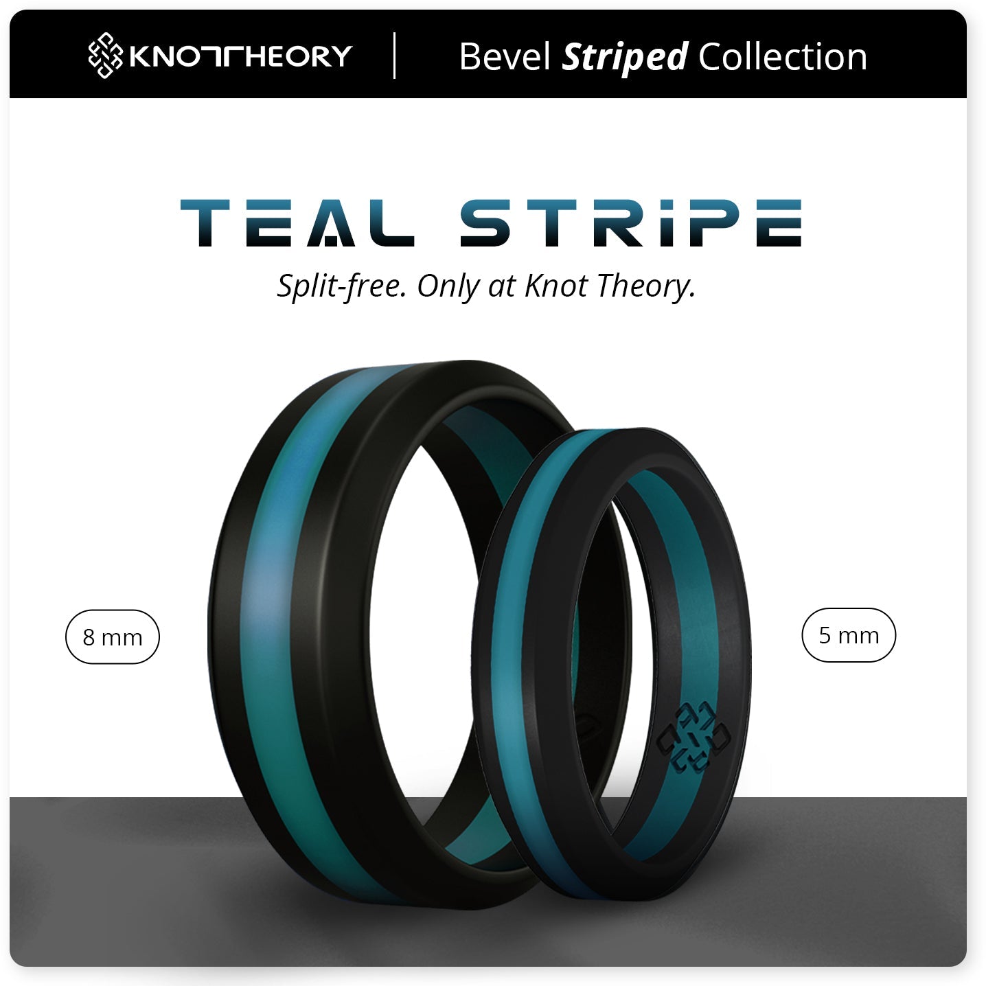 Teal Stripe Silicone Ring for Men and Women - Knot Theory