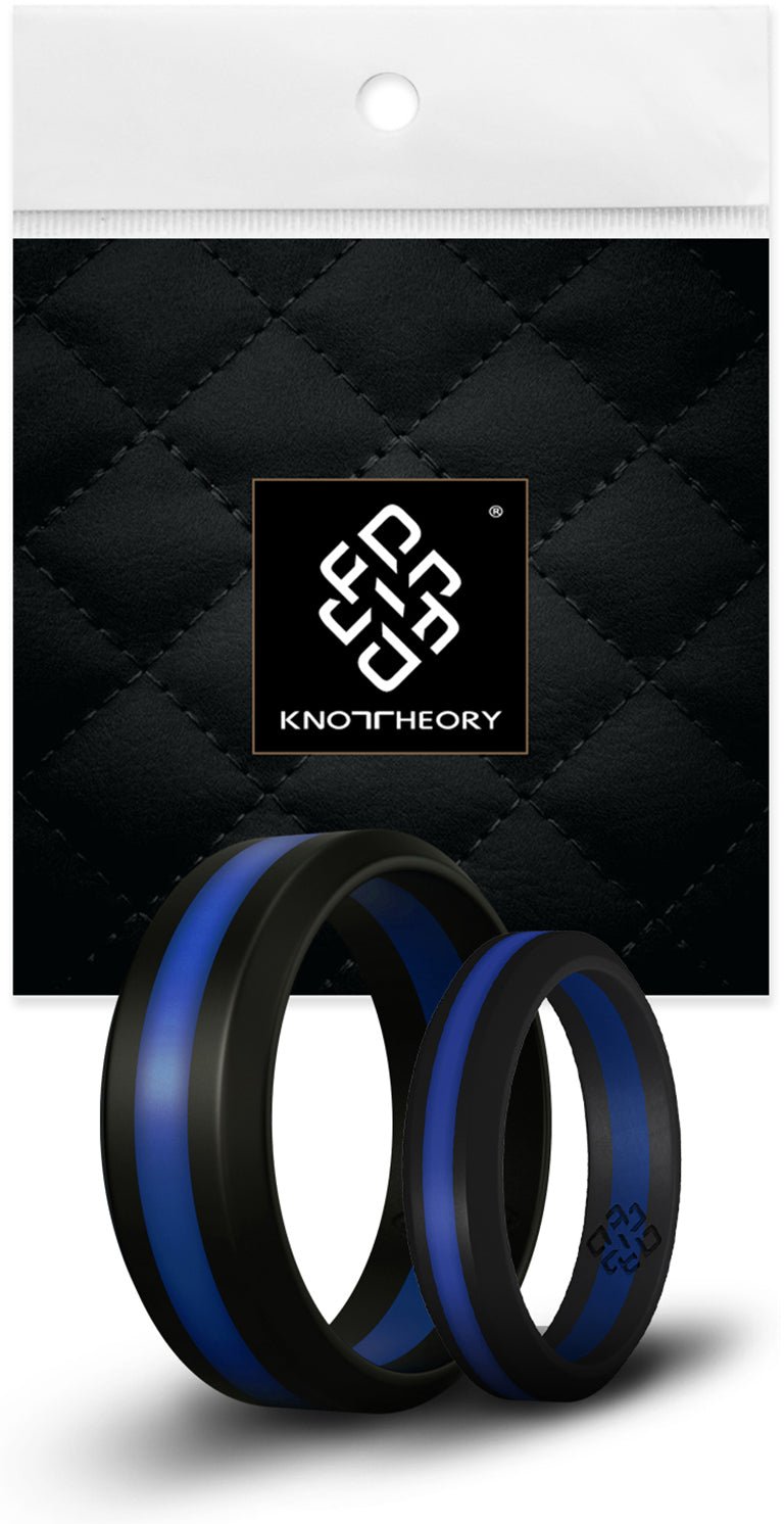 Thin Blue Line Striped Silicone Ring For Men and Women - Knot Theory