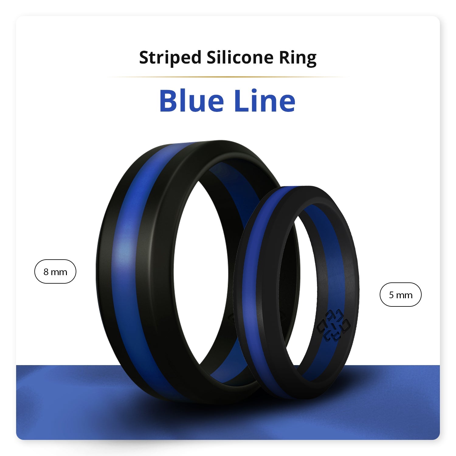 Thin Blue Line Striped Silicone Ring For Men and Women - Knot Theory