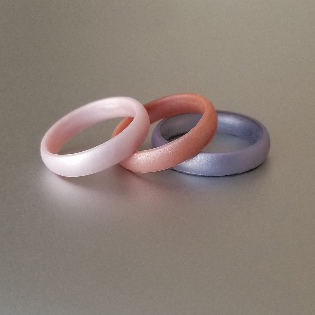 Vanilla Sky Stackable 3-Pack Silicone Ring for Women - Knot Theory