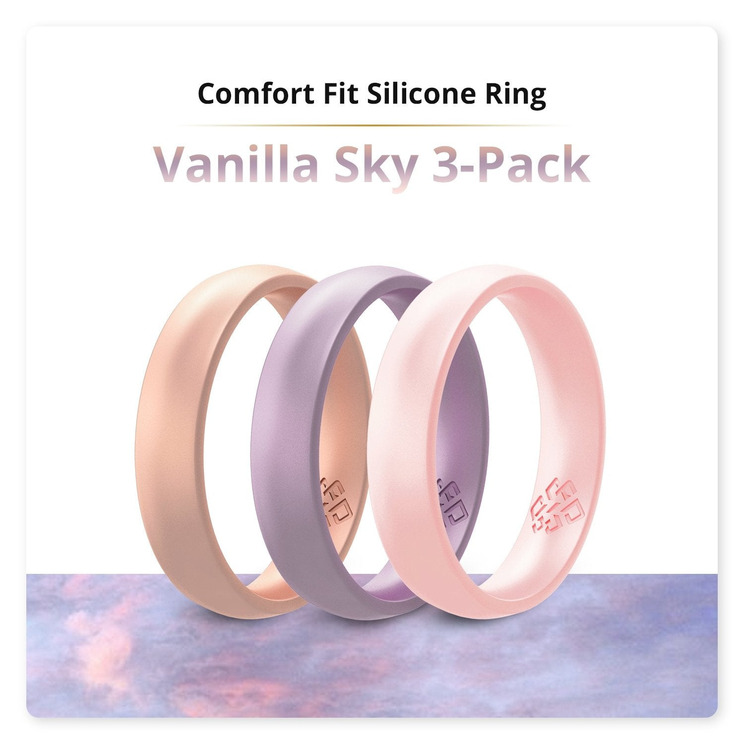 Vanilla Sky Stackable 3-Pack Silicone Ring for Women - Knot Theory