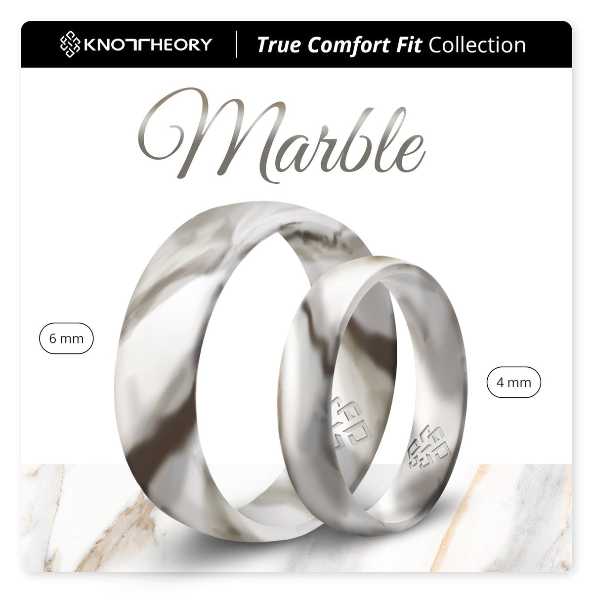 White Marble Breathable Silicone Ring