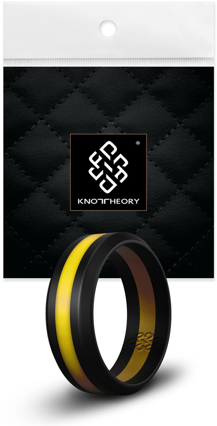 Yellow Stripe Silicone Ring For Men and Women - Knot Theory